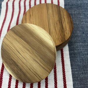 Set of 4 Round Natural Acadia Wood Coasters